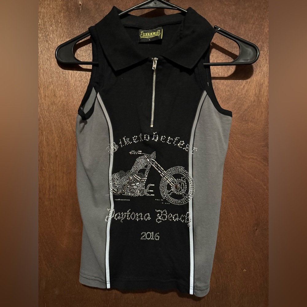 Large Biker Clothing Company Black and Gray top